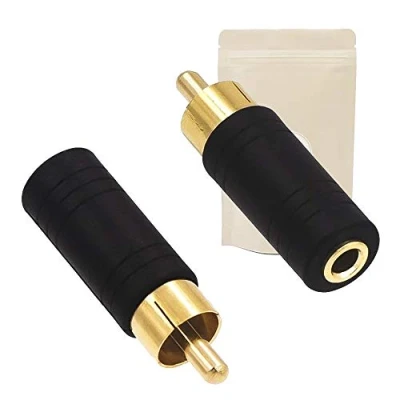 Abbildung von 2X Adapterstecker RCA Male Mini Jack 3,5mm weibliche Mono vergoldet Minijack Adaptive French Marke