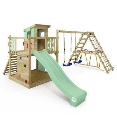Abbildung von Spielturm Smart Surf mit Schaukel &amp; pastellgrüner Rutsche
