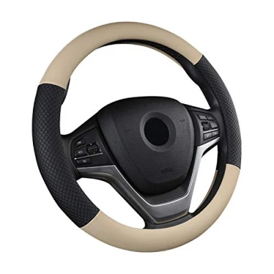 Abbildung von SFONIA Auto Lenkrad Abdeckung Lenkradschutz Lenkradhülle PU Leder Universal 37 38cm/15 rutschfest Atmungsaktiv Langlebig (Beige)