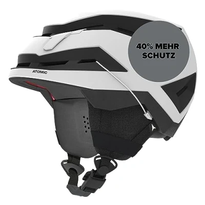 Abbildung von ATOMIC BACKLAND Skihelm leicht &amp; sicher White Größe M Maximale Stoßdämpfung Active Aircon Belüftungssystem 3D Ear Pads + 360 Fit System für perfekten Sitz Kopfumfand 55 59 cm