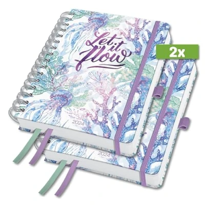 Abbildung von SIGEL J4604 Spiral Kalender Jolie 2024, Underwater Miracles, ca. A5, Hardcover, Gummiband, Stiftschlaufe, Einstecktasche, 2 Zeichenbänder, 240 Seiten, nachhaltiges Papier, Terminplaner, Stück