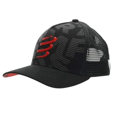 Abbildung von COMPRESSPORT Unisex COMPRESPORT Trucker Cap Sonnenschutz Mütze mit Netz breiter und gebogener Schirm verstellbar vor oder nach dem Training Einheitsgröße, Schwarz