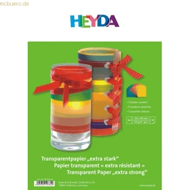Abbildung von Heyda Transparentpapier 204875410 DIN A4 sortiert 115 g qm Inhalt 10 Blatt