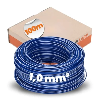 Abbildung von Lapp 100m 4510923 PVC Einzelader H05V K 1,0 mm² dunkelblau weiß zweifarbig