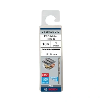 Abbildung von Bosch Professional Metallbohrer HSS G geschliffen (10 Stück, Ø 1 mm), Durchmesser: 1/Gesamtlänge in mm: 34
