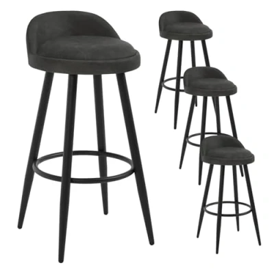 Abbildung von WOLTU Barhocker 4er Set Barstuhl Hocker Tresenhocker Bistrohocker Designer mit Lehne und Fußstütze aus Kunstleder Metall, Anthrazit, BH327an 4