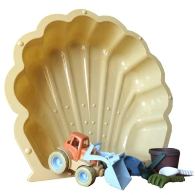Abbildung von TikTakToo Sandkasten Wasser und Sandmuschel oder Babypool Bällebad, (oder als Pool incl. Abdeckung mit Sandspielzeug, 7 tlg., Sandlkasten Abdeckung), 2 6 teilig