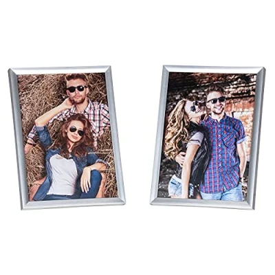 Abbildung von levandeo 2er Set Bilderrahmen 13x18cm Fotorahmen Silber Einzelrahmen Portraitrahmen Glasscheibe Wanddeko Tischdeko