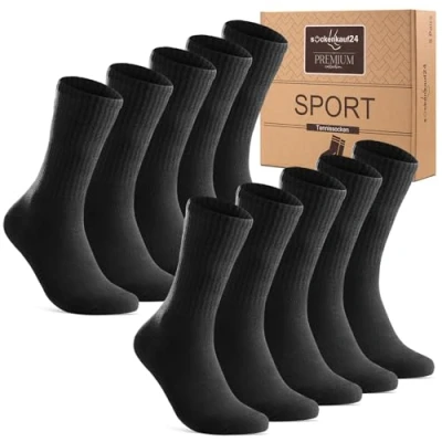 Abbildung von Sportsocken Herren Socken 39 42 Schwarz Damen Tennissocken Gepolstert Atmungsaktive Baumwolle 5 Paar Premium Crew