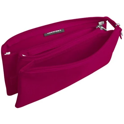 Abbildung von Clairefontaine 8489C Schlampermäppchen (Textil flach, 22 x 2 10cm, Lasche aus Metall, 3 Fächer) 1 Stück himbeer