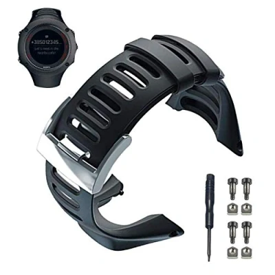 Abbildung von JTMM Suunto Ambit Uhrenarmband Ersatz Kits, verstellbares aus weichem Gummi Uhrenzubehör für 1/2 / 2S 2R 3 Sport Run Peak (Schwarz 5)