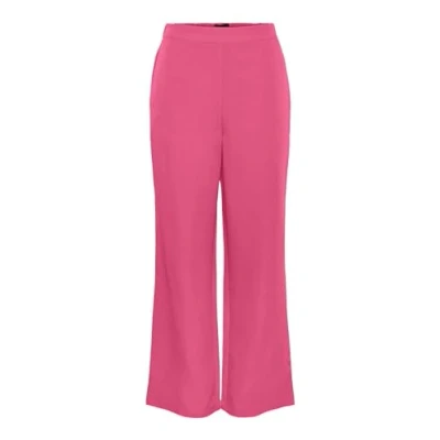 Abbildung von Pieces Bozzy HW WIDE Plain Stoffhose, Damen, Größe: Mx32, Hot pink