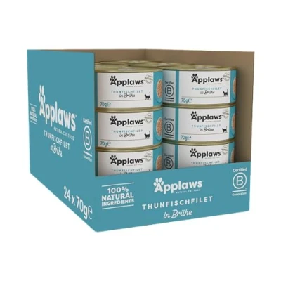 Abbildung von Applaws Premium Natural Katzenfutter Nass, Thunfischfilet in Brühe 70g Dose (24 x 70g)