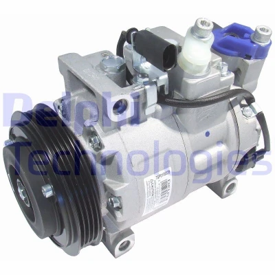Abbildung von DELPHI TSP0159378 Kompressor Denso 7SEU16C PAG 46 mit Kompressoröl AUDI: A4 B6 Avant, B7 A6 C5 VOLKSWAGEN: Polo IV Schrägheck