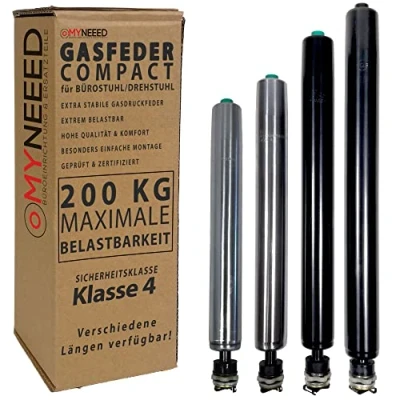 Abbildung von MYNEEED Gasdruckfeder Bürostuhl Ersatzteile Compact Ersatz Gasfeder bis 200 kg für Drehstuhl Chefsessel Stufenlos Höhenverstellbar TÜV &amp; GS Geprüft, Länge:210 mm
