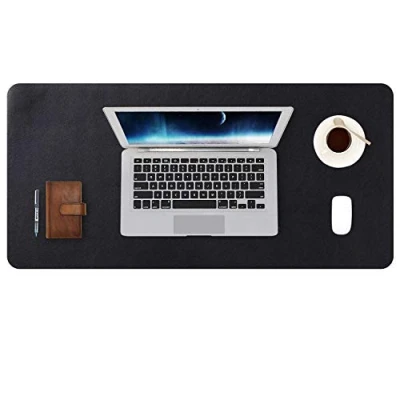 Abbildung von DOBAOJIA Mausepad Große Mausmat XL Schreibtischmatte Schreibtischunterlage Schreibtischpad für Laptop/Tastatur/Maus Schreibblock, PU Leder Wasserdicht + Wildleder rutschfest 80 x 40cm (Schwarz)