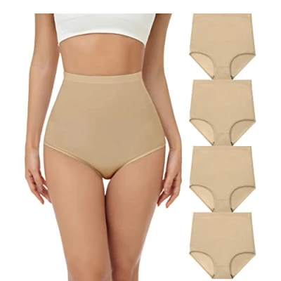 Abbildung von wirarpa Unterhosen Damen Baumwolle Unterwäsche Super Hohe Taille Frauen Slips Hautfarbe 4er Pack Größe XL
