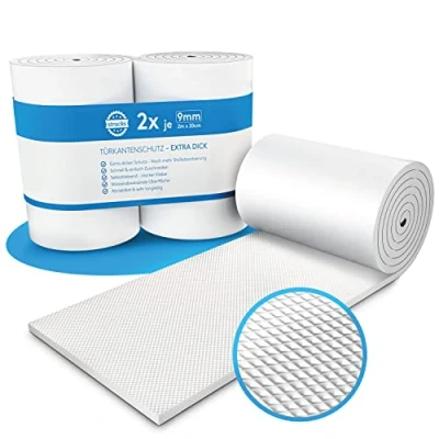 Abbildung von STRACKS® 2X Garagen Wandschutz je 2m x 20cm 9mm Extra Dicker Türschutz Für Ihr Auto und die Garagenwand Selbstklebender Türkantenschutz 2 Rollen Weiss