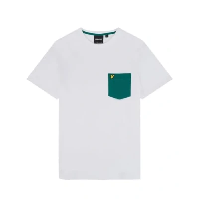 Abbildung von Lyle &amp; Scott T Shirt Herren aus Baumwolle mit Rundhalsausschnitt Tshirt kurzen Ärmeln in Standard Passform Brusttasche und Adler Logo, Weiß/Grün, L