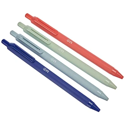 Abbildung von Miquelrius Packung mit 4 Klick Kugelschreibern, Halbgeltinte, Blau, Himmelblau, Mint und Koralle