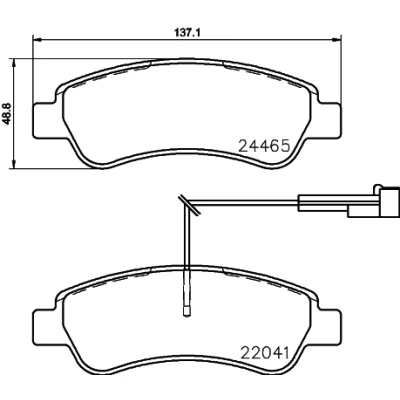 Abbildung von HELLA 8DB 355 021 901 Bremsbelagsatz mit integriertem Verschleißwarnkontakt Bremssattelschrauben Zubehör
