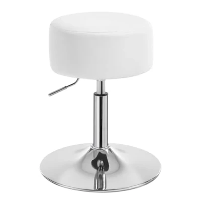 Abbildung von WOLTU Schminkhocker, Schminktisch Hocker, Barhocker rund, Design Hocker höhenverstellbar drehbar, Bürohocker Arbeitshocker Küchenhocker, gepolstert, Kunstleder, Weiß, BH14ws 1