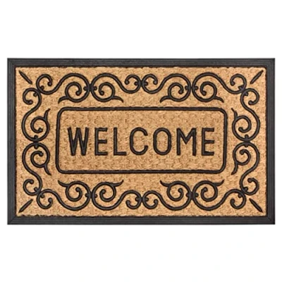 Abbildung von HANSE Home Fußmatte Mix Mats Gummi Kokos Welcome Floral Border, rechteckig, Höhe: 15 mm, Kokos, Gummi, Schmutzfangmatte, Outdoor, Rutschfest, Innen, Kokosmatte