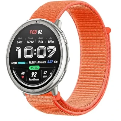 Abbildung von KoGiio 20mm Armband für Amazfit GTS 4/GTS 4 Mini/GTS 3/GTS 2 2e/GTS 2/GTS/GTR 42mm, Nylon Atmungsaktive Uhrenarmband Bip 3 Pro/Bip 3/Bip/Bip S/Bip Lite/Bip U Pro Orange