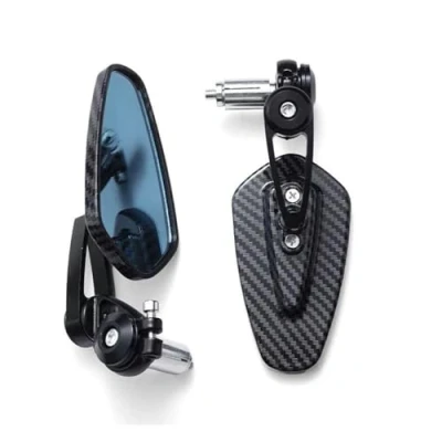 Abbildung von Motorrad Rückspiegel Passt Auf Jedes Mit 7/8&quot; Oder 1&quot; Standardlenker. Lenkerspiegel Carbonfasermuster, Modifizierter Umgekehrter Lenkerendenspiegel (Farbe : Black1)