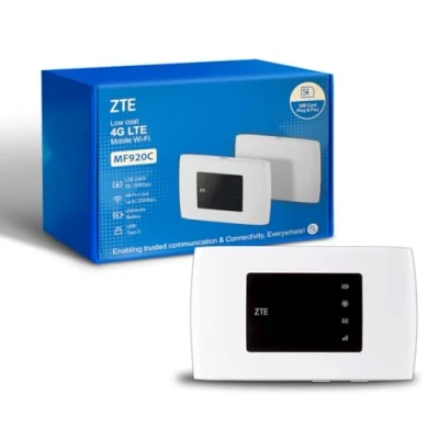 Abbildung von ZTE MF920U, CAT4/4G LTE Mobiles WLAN, entsperrt, tragbarer Hotspot, verbindet bis zu 10 Geräte, 2000 mAh Akku, inkl. kostenloser Smarty SIM Karte, Weiß