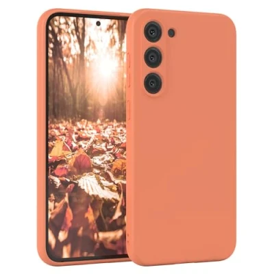 Abbildung von EAZY Case Silikonhülle für Samsung Galaxy S23 Plus Hülle Silikon Orange weich stoßfeste Handyhülle S23+ Schutzhülle mit Kameraschutz Dünn Premium Schutz Cover TPU Phone Bumper in