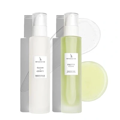 Abbildung von Gesichtsreinigungs Set mit Bio Aloe Vera und Hyaluronsäure NATURKOSMETIK VEGAN von Mother Nature Cosmetics 150 ml Waschgel Gesichtswasser für normale Haut, Mischhaut unreine Haut