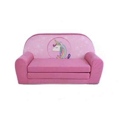 Abbildung von FORTISLINE Kindersofa Mini ausklappbar 40x78x45cm für Kinder 2in1 Kindercouch Schlafcouch aus Schaumstoff Abnehmbarer Bezug Viele Motive