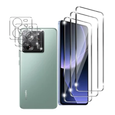 Abbildung von Ljietr 3+3 Stück Schutzfolie für Xiaomi 13T Panzer Schutz Glas, 3 Panzerfolie und Kamera Schutzglas, HD Displayschutzfolie, 9H Härte