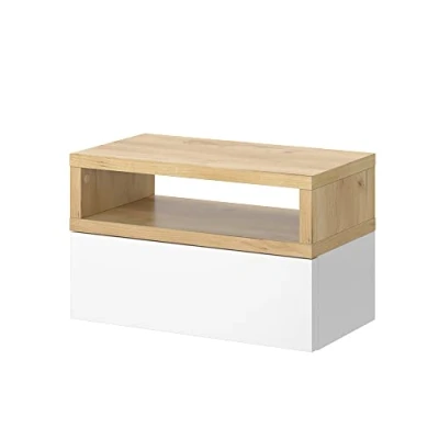 Abbildung von Vicco Nachttisch Urbano, Goldkraft Eiche/Weiß, 45 x 28 cm