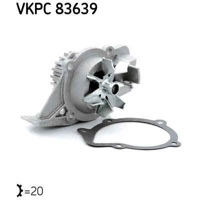 Abbildung von SKF VKPC 83639 Wasserpumpe 20 mit Dichtungen Kunststoff für Zahnriementrieb FIAT: Scudo I Kastenwagen, Ducato II Pritsche/Fahrgestell, Bus