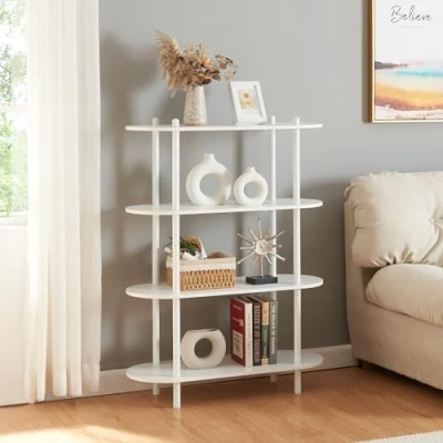 Abbildung von [en.casa] Bücherregal Øvre Standregal mit 4 Ablagen Bücherschrank Regal 108x80x30 cm Weiß