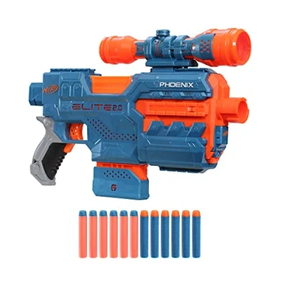 Abbildung von Nerf Elite 2.0 Phoenix CS 6 motorisierter Blaster, 12 Darts, Fernrohr, Clip Magazin, mit Erweiterungsoptionen
