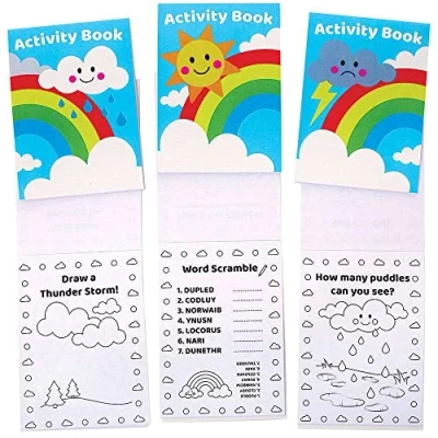 Abbildung von Baker Ross FC962 Regenbogen Mini Aktivitäten Bücher 12er Pack, Puzzles und Malen nach Zahlen für Kinder, Mittel