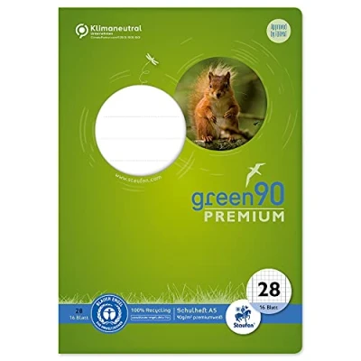 Abbildung von 10 x Staufen Schulheft Green A5 kariert mit Rand Lineatur 28 16 Blatt