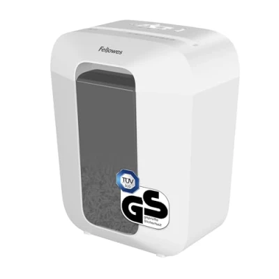 Abbildung von Fellowes Aktenvernichter 9 Blatt (P4), Papierschredder mit Partikelschnitt für Homeoffice, Powershred LX50, Schredder 17L Papierkorb und Sicherheitssperre, LX AktenvernichterDesign Serie, Weiß
