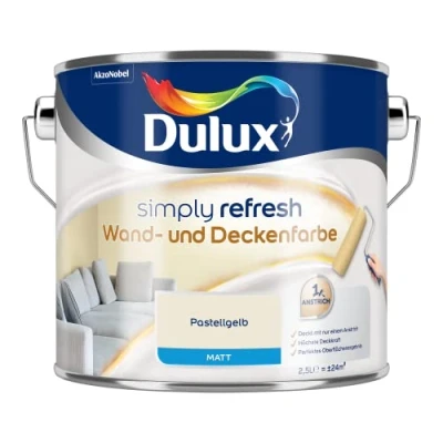 Abbildung von Dulux Simply Refresh Wand und Deckenfarbe Pastellgelb 2,5l