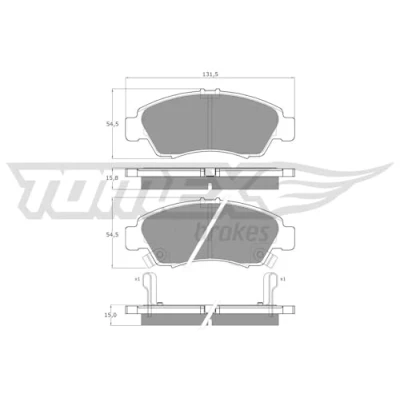 Abbildung von TOMEX brakes TX 12 65 Bremsbelagsatz Vorderachse mit akustischer Verschleißwarnung HONDA: Jazz 3 Schrägheck, 2 CIVIC 6 Hatchback