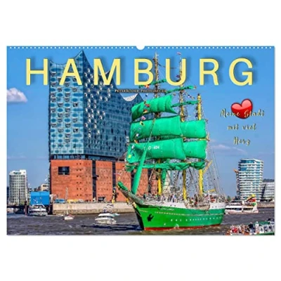 Abbildung von Hamburg meine Stadt mit viel Herz (Wandkalender 2025 DIN A2 quer), CALVENDO Monatskalender