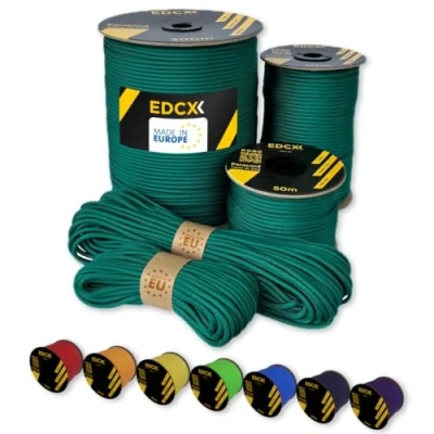 Abbildung von EdcX Paracord 4 mm, 35+ Volltonfarben (10 m, 15 30 50 100 300 m) Ideal zum Basteln, Camping, Outdoor 100% Nylonseil mm Taktische Schnur 550 Typ III (Emerald Green,
