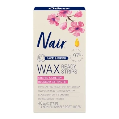 Abbildung von Nair Wax Ready Strips for Face and Bikini, 40 Count by