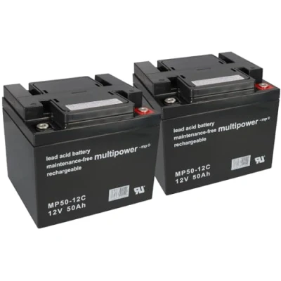 Abbildung von Blei Akku 2X 12V 50Ah kompatibel 24V Rollstuhl Elektromobil E Scooter Seniorenmobil MP