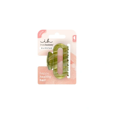 Abbildung von invisibobble CLIPSTAR Evergreen Haarclip 1 Medium Hair Claw Elegantes Haaraccessoire mit organischen Formen in sattem Grün, mittel groß Trendiger Look, sicherer Halt, gesundes Haar