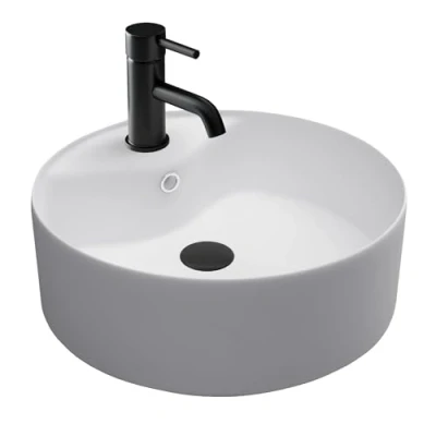 Abbildung von Alpenberger Aufsatzwaschbecken Rund Mini Waschbecken Klein Waschtisch Waschschüssel Waschschale (1 tlg., 1 St., Handwaschbecken), Aufsetzbare Washbasin pflegeleicht &amp; hygienisch mit Lotuseffekt