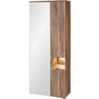 Abbildung von Froschkönig24 Linea Garderobenschrank Kleiderschrank inkl. Beleuchtung Flagstaff Eiche